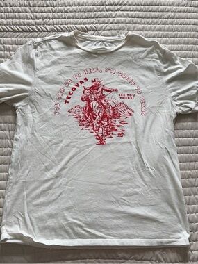 Tecovas White Short-Sleeve Tee with Red Cowboy Graphic